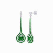 Art Deco Inspired Diamond Drop Earrings With Gemstone - Shahin Jewelry